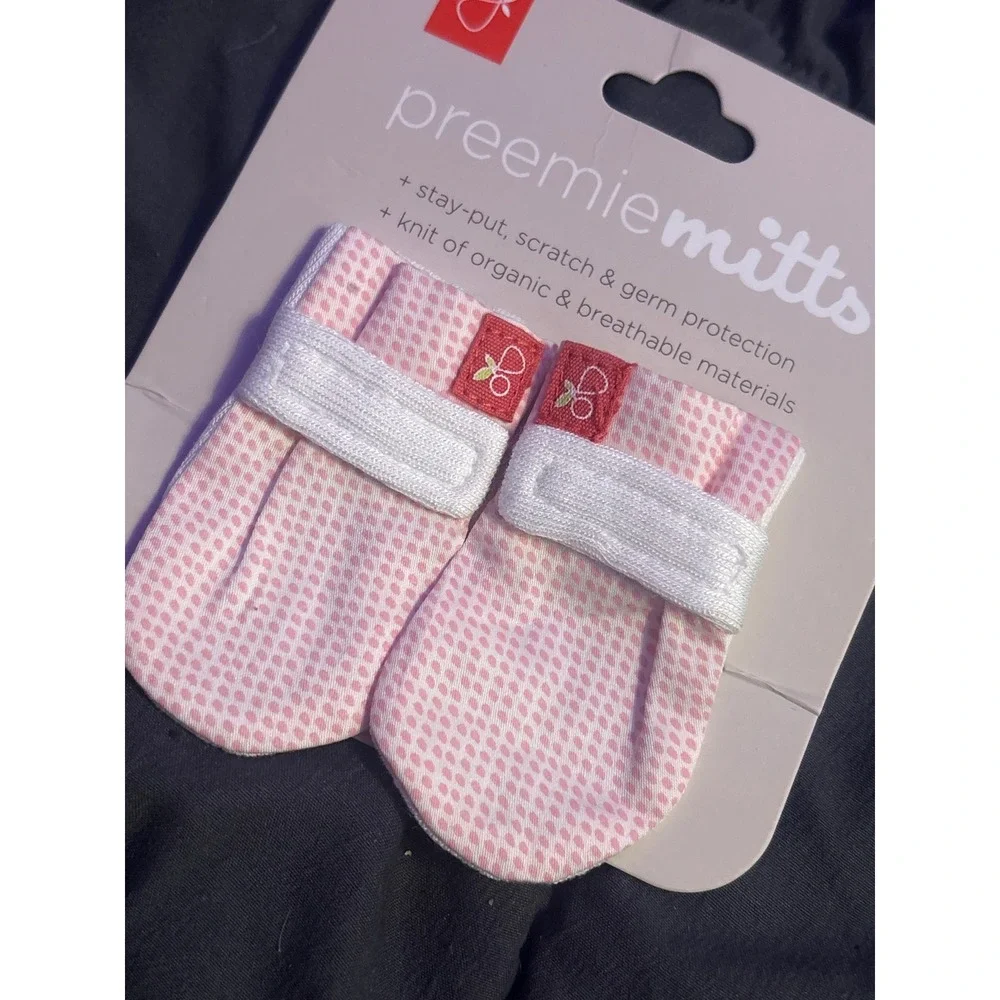 NEW Goumi Preemie Stay-On Baby Mitts Organic Bamboo Scratch Protection 3-6 lb